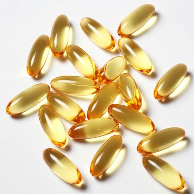 Yellow Fish Oil Capsules Scattered