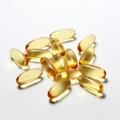 Yellow Fish Oil Capsules Scattered