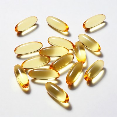 Yellow Fish Oil Capsules Scattered