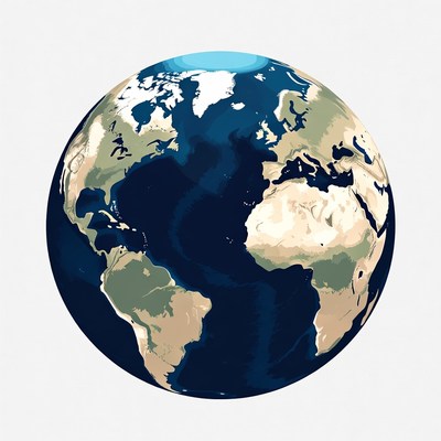 Earth Globe on White Background