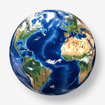 Earth Globe on White Background