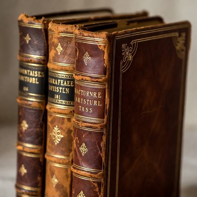 Stack of Antique Leather Books