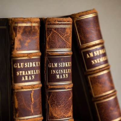 Stack of antique leather books