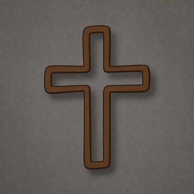 Brown Outline Cross Illustration