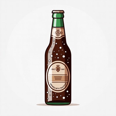 Illustrated Green Beer Bottle