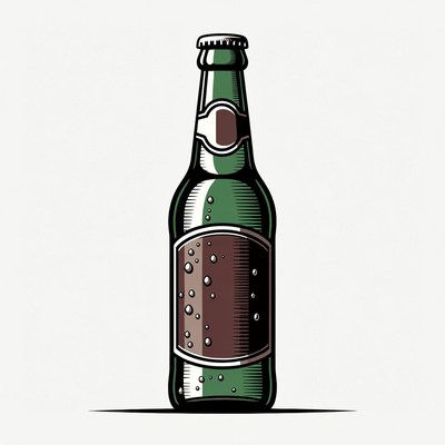 Green Beer Bottle Illustration