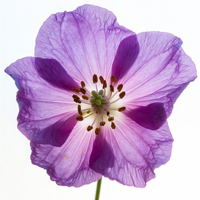 Purple flower on white background
