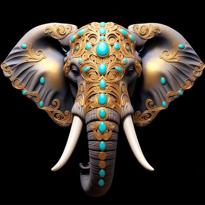 Ornate Gold Elephant Head