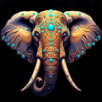 Ornate Golden Elephant Head