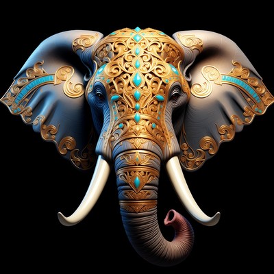 Ornate Golden Elephant Head