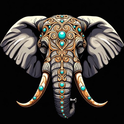 Ornate Elephant Head with Jewels