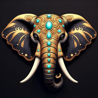 Ornate Golden Elephant Head
