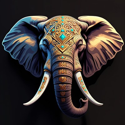 Ornate Golden Elephant Illustration