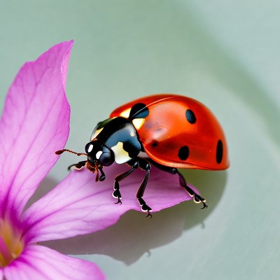 Ladybug on pink flower