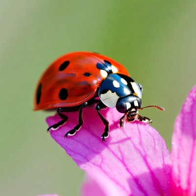 Ladybug on pink flower