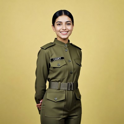 Smiling woman in cadet uniform
