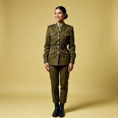 Smiling woman in military uniform
