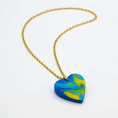 Blue Swirl Heart Pendant Necklace