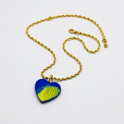 Blue Yellow Heart Gold Necklace