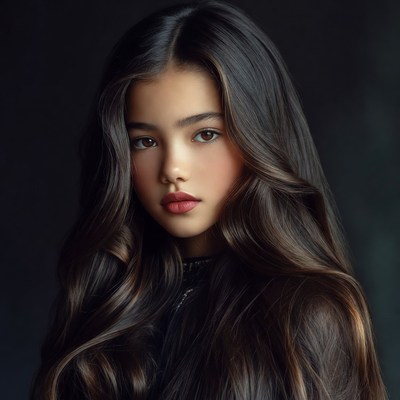 Beautiful young woman with long dark hair