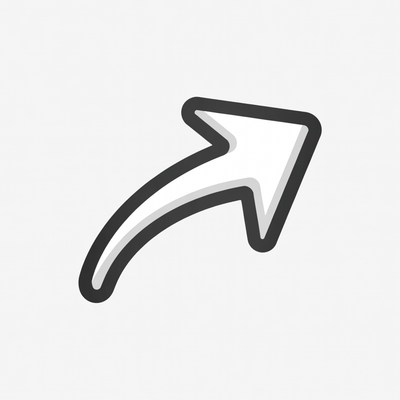 Curved White Right Arrow Icon