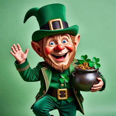 Leprechaun holding pot of gold