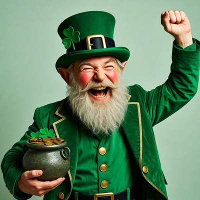 Leprechaun holding pot of gold