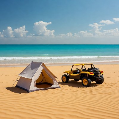 Yellow Dune Buggy Tent Beach