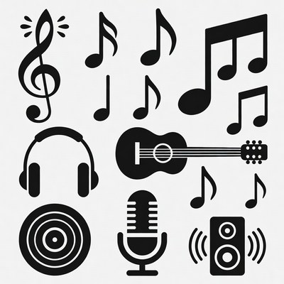 Black Music Icons Clipart