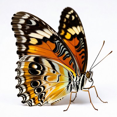 Orange Morpho Butterfly on White Background
