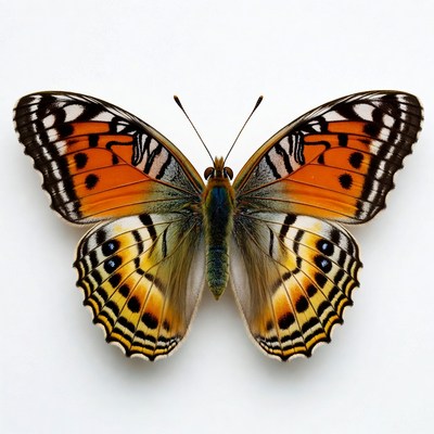 Colorful Buckeye Butterfly on White Background