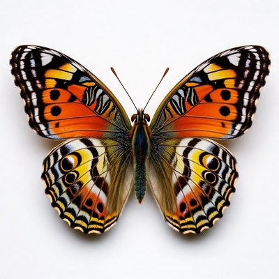 Colorful Buckeye Butterfly on White Background