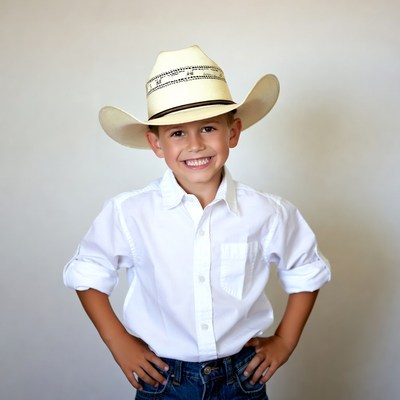 Boy smiling in cowboy hat