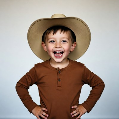 Boy smiling in cowboy hat