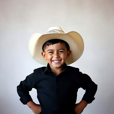 Boy smiling in cowboy hat