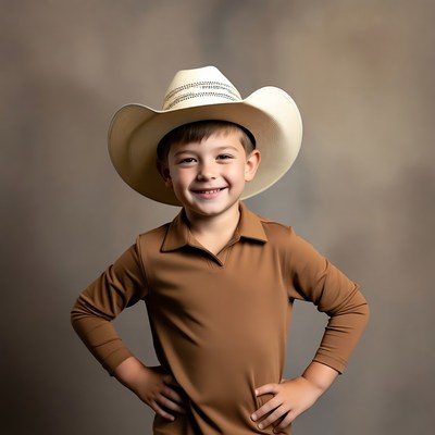 Boy in cowboy hat smiling