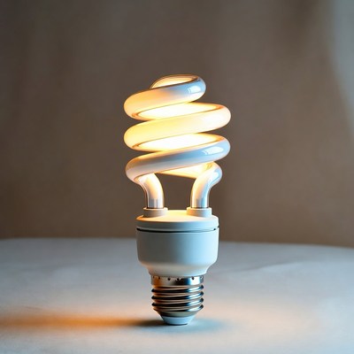 Glowing CFL Light Bulb