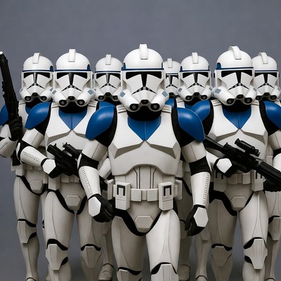 Clone Troopers in Blue Armor Formation