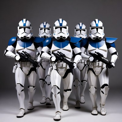 Group of Blue Clone Troopers Standing