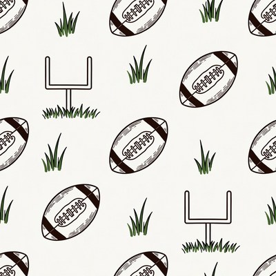 Football Grass Goalpost Seamless Pattern