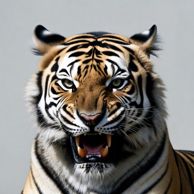 Roaring tiger close-up