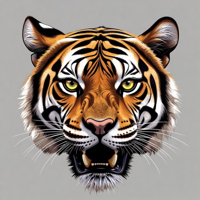 Roaring tiger head illustration