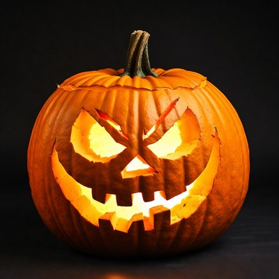 Lit Jack-o'-lantern pumpkin
