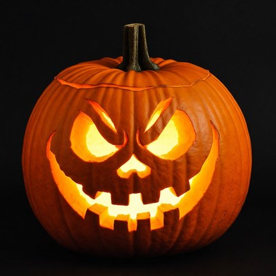 Lit Jack-o'-lantern pumpkin