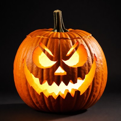 Lit Jack-o-Lantern Pumpkin