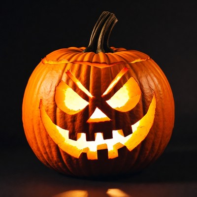 Lit Jack-o'-lantern pumpkin