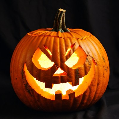Lit Jack-o-Lantern Pumpkin