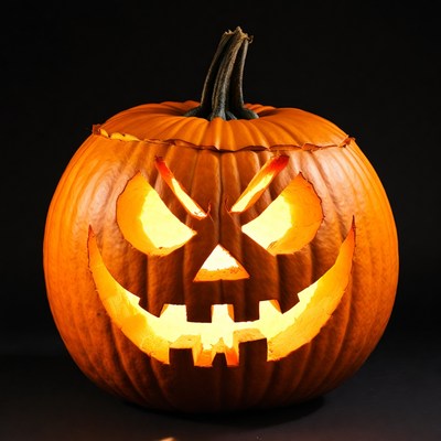 Lit Jack-o-Lantern Pumpkin