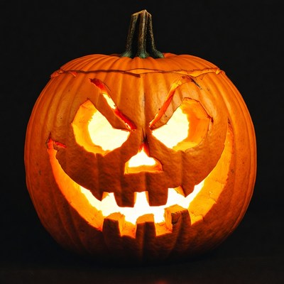 Lit Jack-o'-lantern Pumpkin