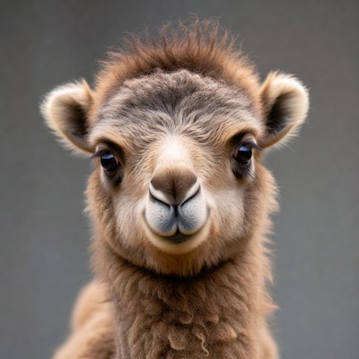 Cute baby camel close-up
